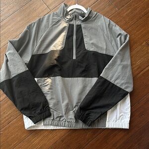 DSG Gray and Black Windbreaker Jacket with Mock Neck